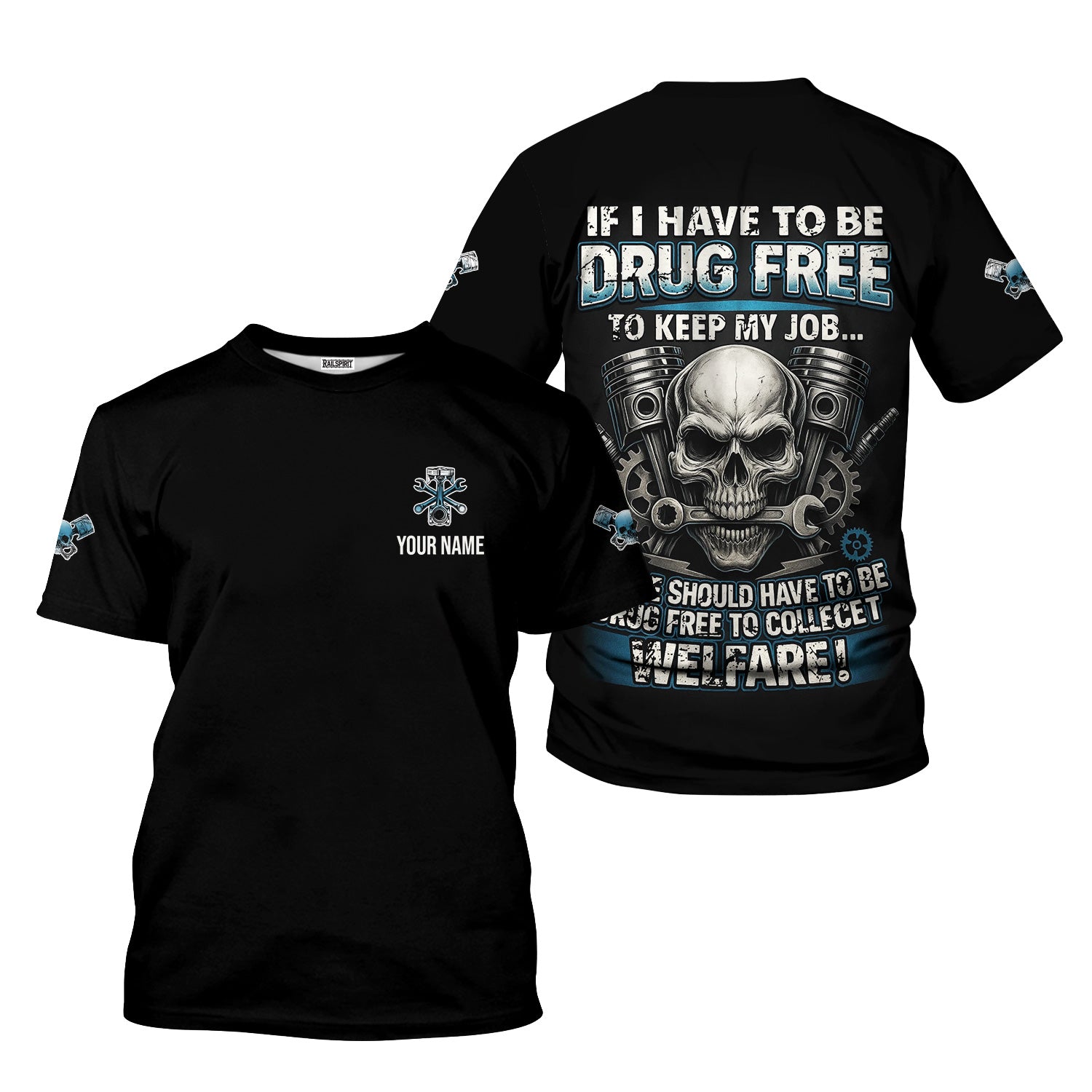 Personalized Mechanic Shirt, If I Have To Be To Keep My Job, Vintage Skull Design, Gift For Men
