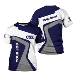 Railspirit Personalized CSX Transportation Railroad T-Shirt Unique Design with Custom Job Position Train Shirt