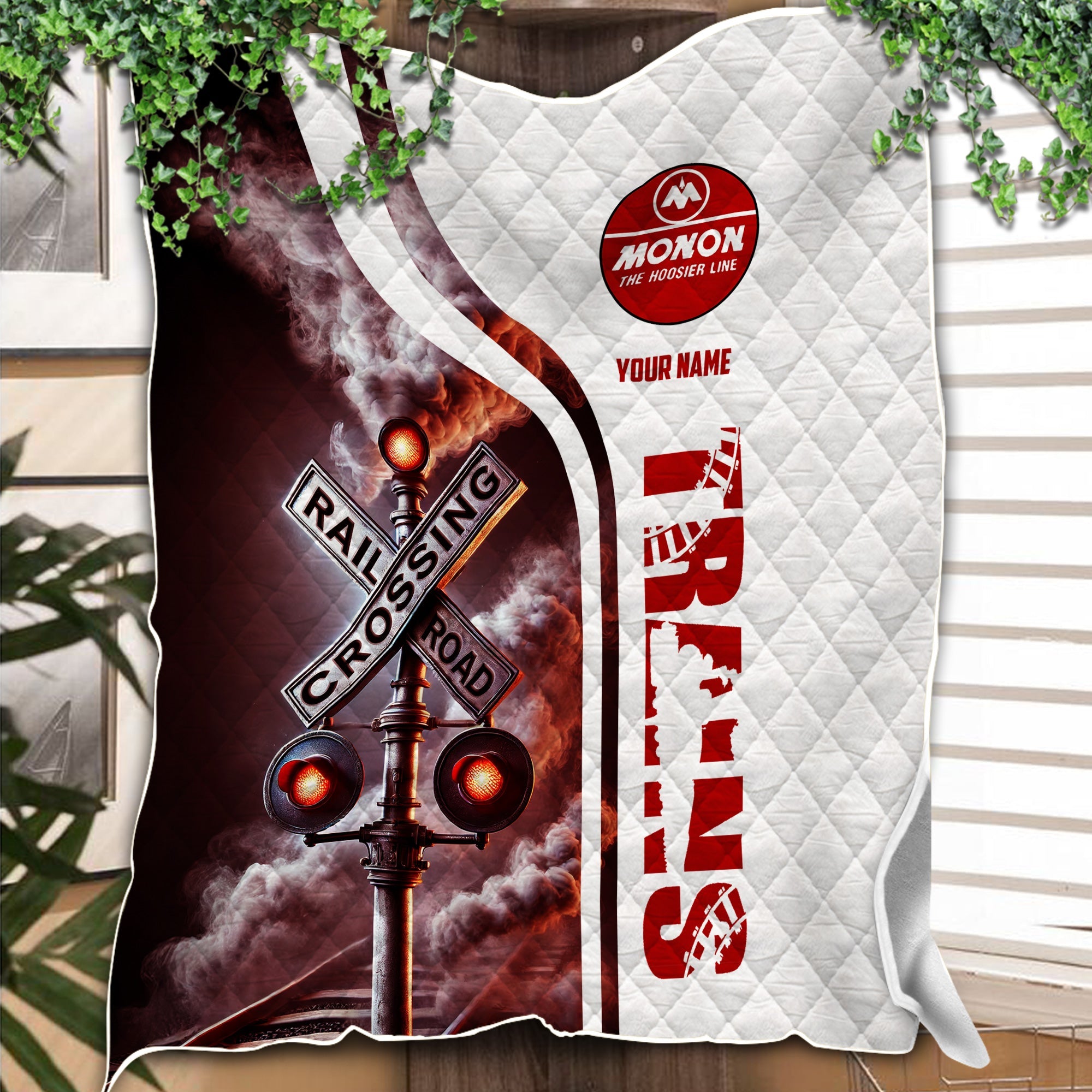 Railspirit Personalized Monon Railroad Premium Quilts Railroad Crossing Sign Quilts All Over Print