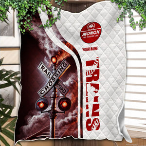 Railspirit Personalized Monon Railroad Premium Quilts Railroad Crossing Sign Quilts All Over Print