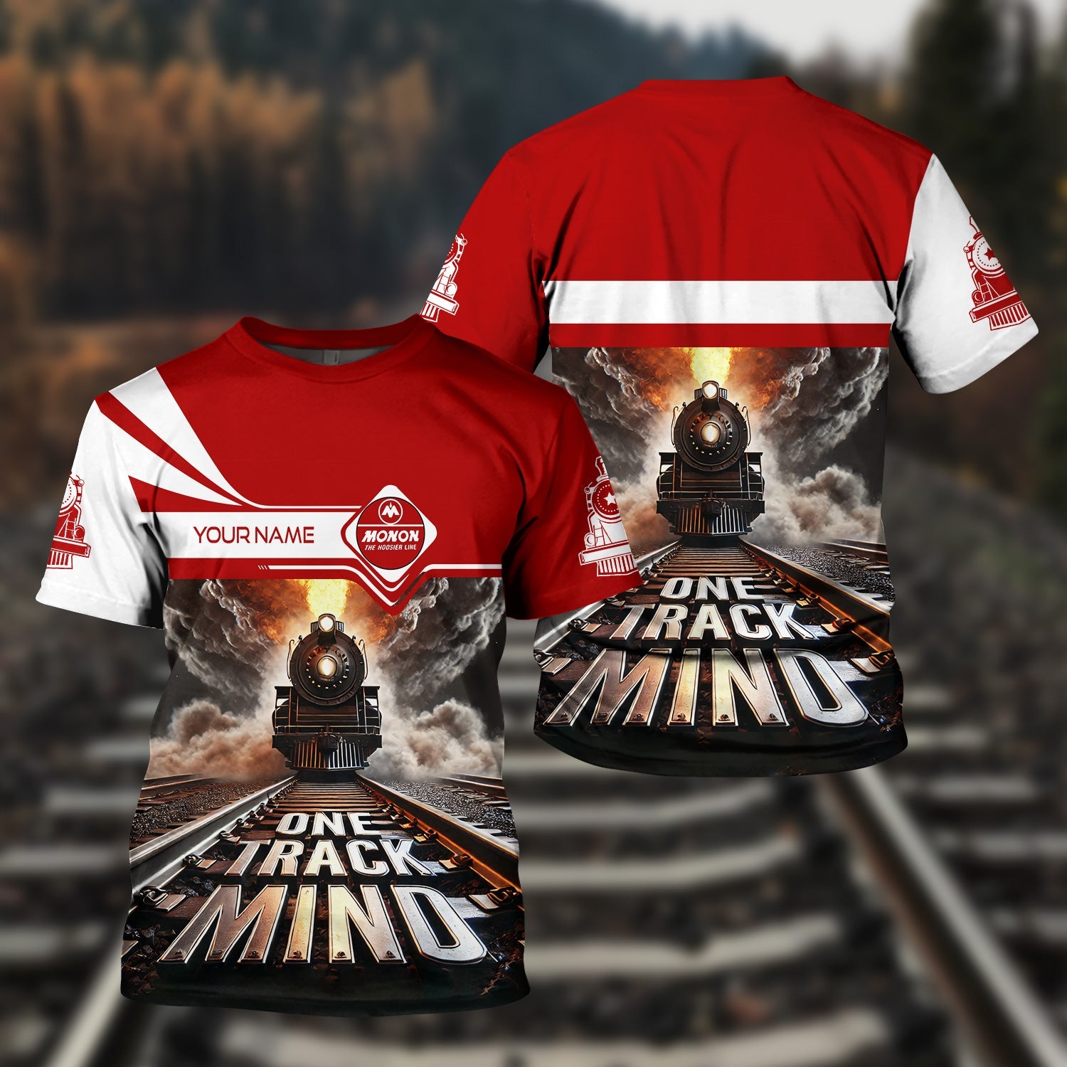 Railspirit Personalized Monon Railroad T Shirt One Track Mind Train Printed Shirt