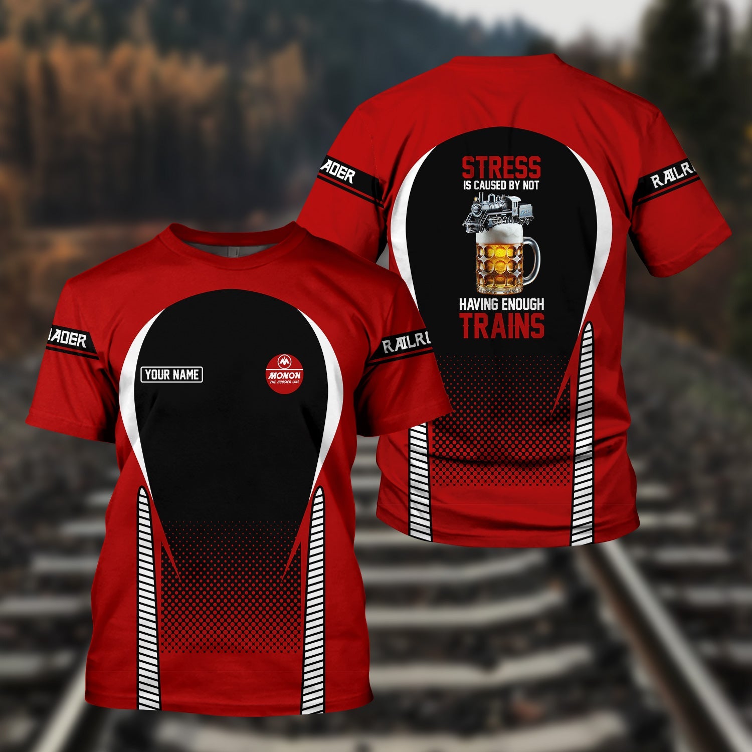 Railspirit Personalized Monon Railroad T Shirt Stress Is Caused By Not Having Enough Trains Shirt All Over Print