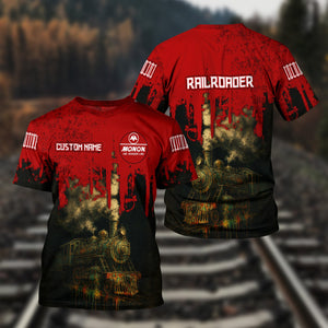 Railspirit Personalized Monon Railroad T-Shirt Vintage Train Art Style Shirt For Locomotive Fans