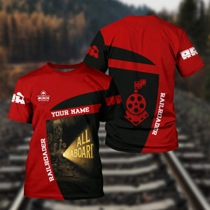Railspirit Personalized Monon Railroad T-Shirt All Aboard Steam Train Movie Projector Style Shirt