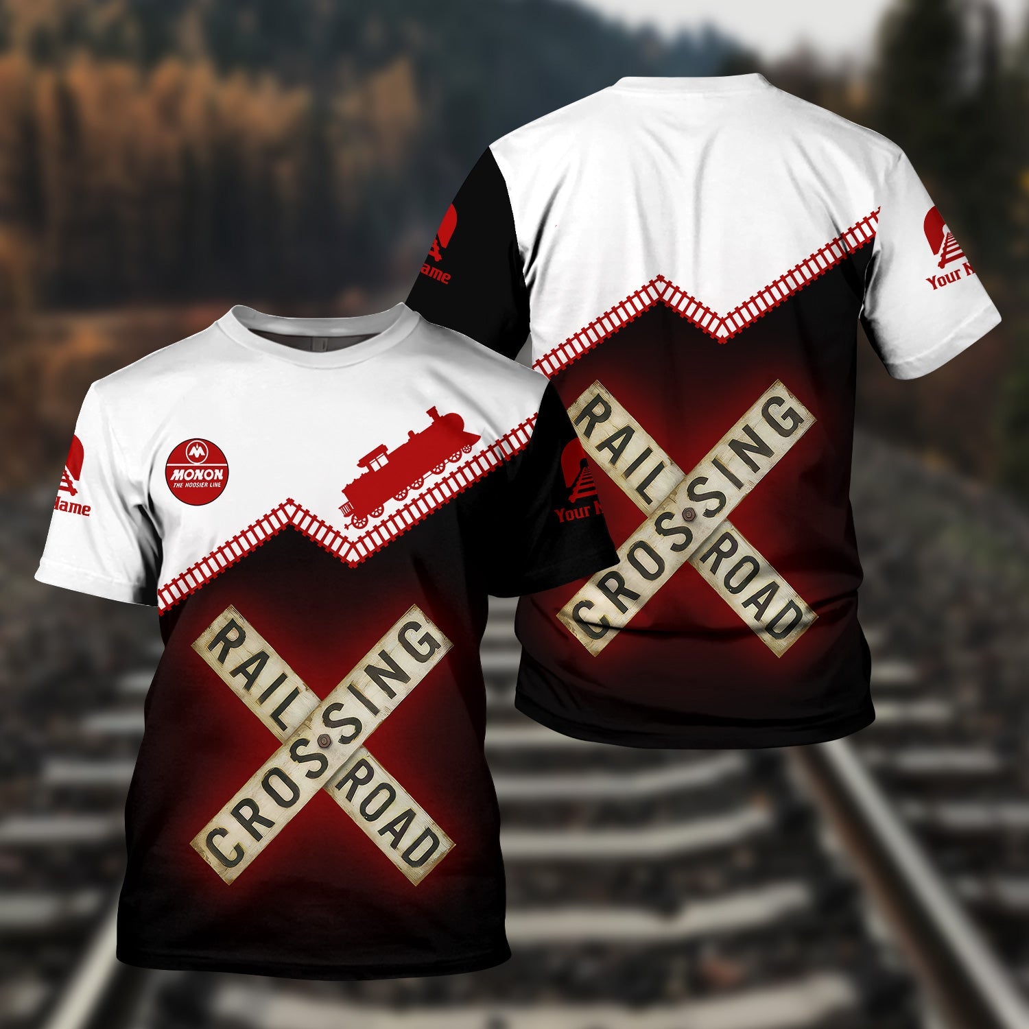 Railspirit Personalized Monon Railroad T Shirt Railroad Crossing Printed Train Track Shirt