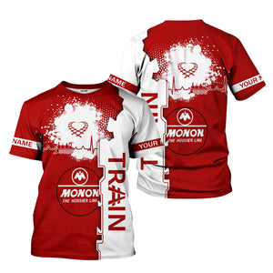 Railspirit Personalized Monon Railroad T-Shirt Engine Heartbeat and Track Love Style Shirt Gift Idea For Train Lovers