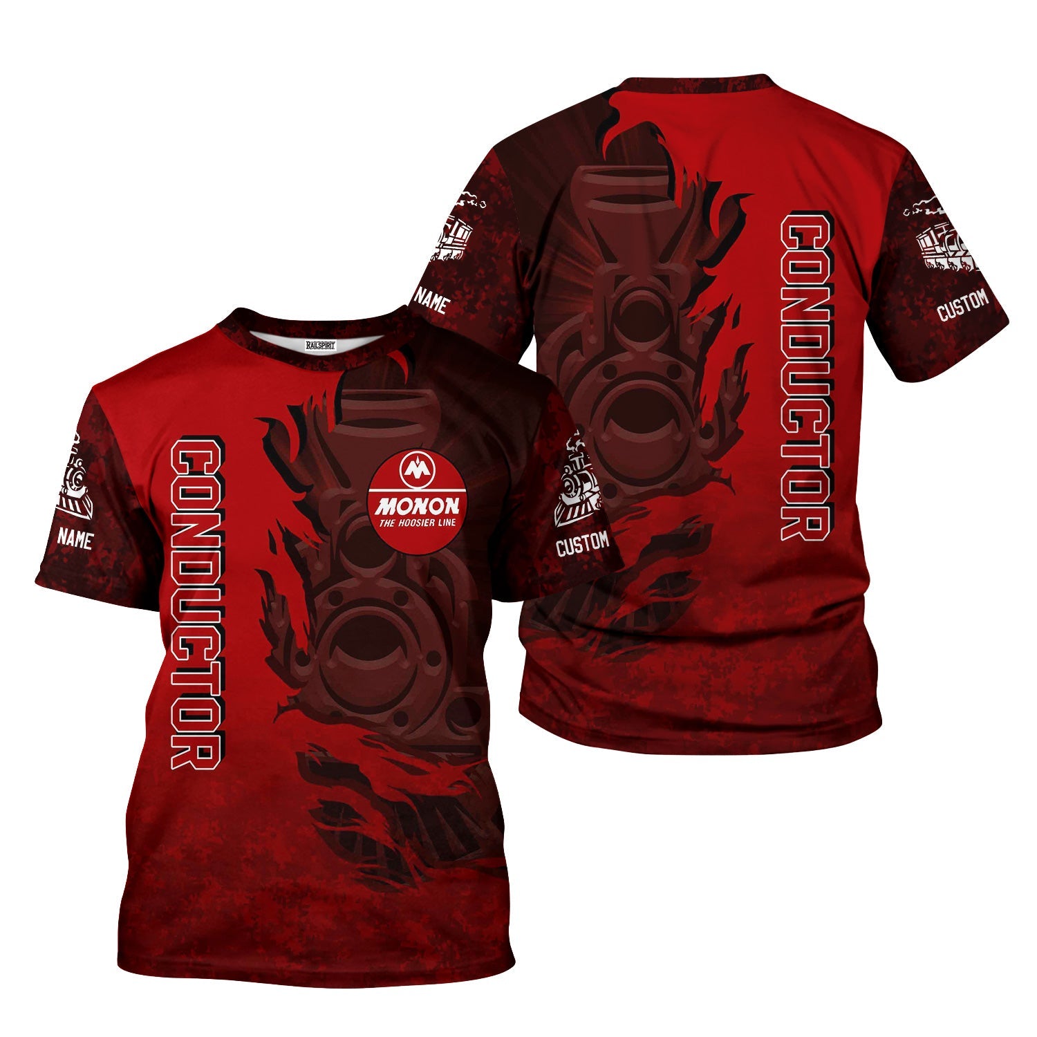 Railspirit Personalized Monon Railroad T-Shirt Blazing Style with Custom Position Train Shirt
