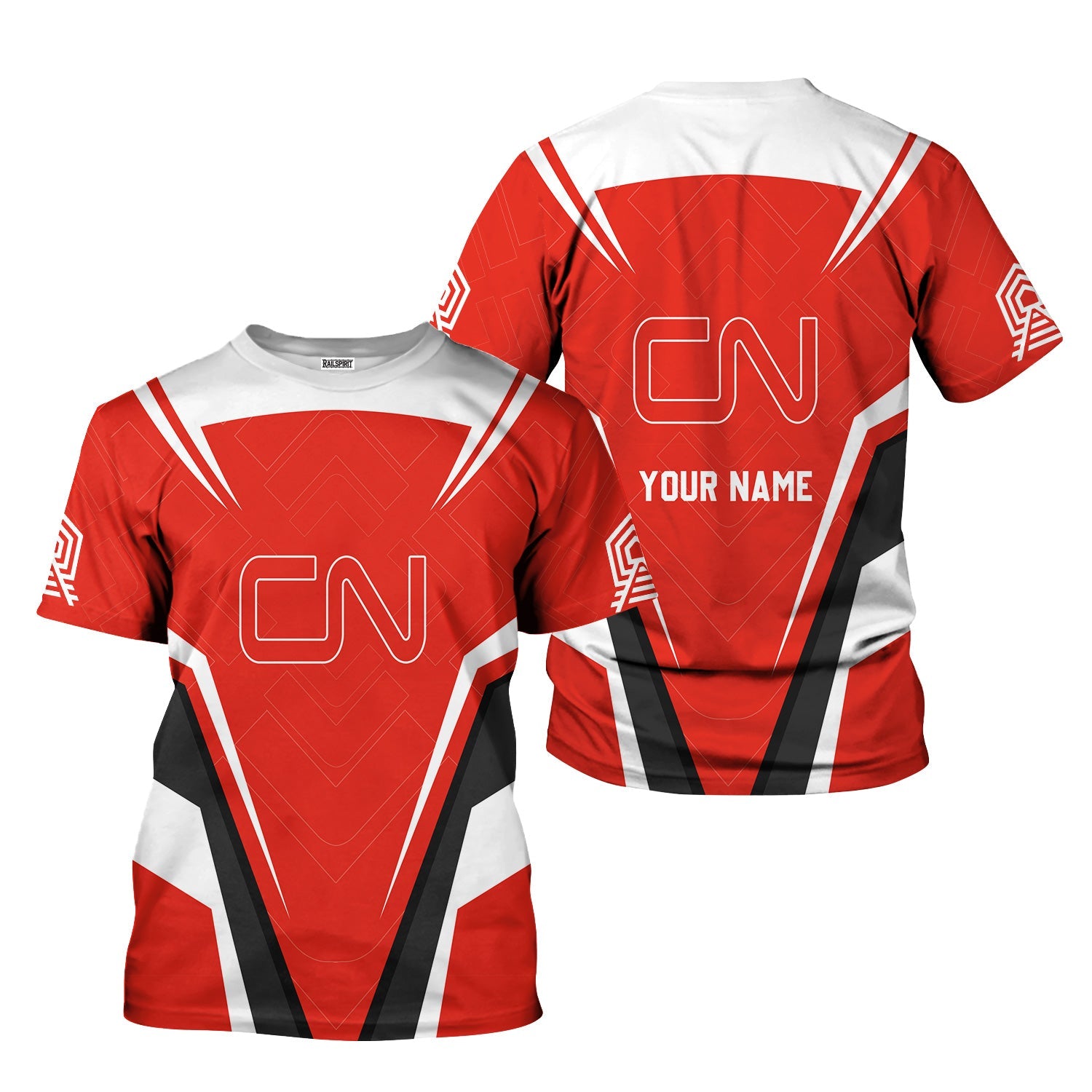 Railspirit Personalized Canadian National Railroad T-Shirt Railway Inspired Apparel Train Shirt for Train Lovers