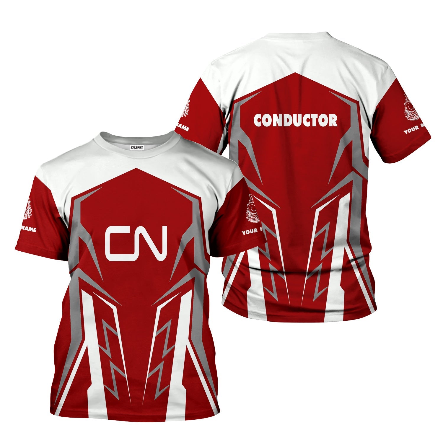 Railspirit Personalized Canadian National Railroad T-Shirt Futuristic Design with Custom Job Train Shirt