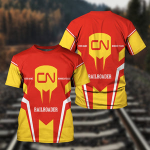 Railspirit Personalized Canadian National Railroad T-Shirt Custom Year Railroader Shirt Gift Idea For Train Lover
