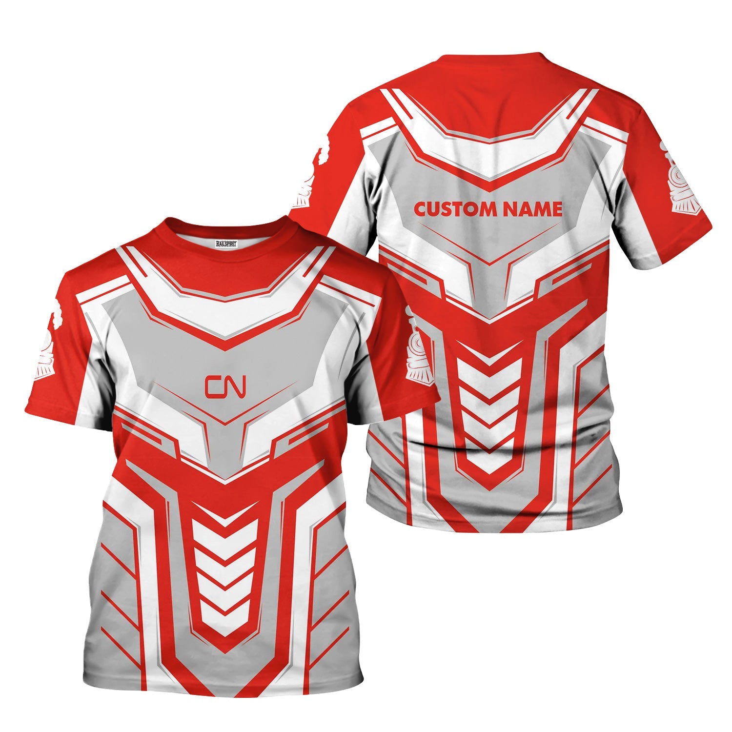 Railspirit Personalized Canadian National Railroad T-Shirt Armor-Inspired Design Train Shirt All Over Print