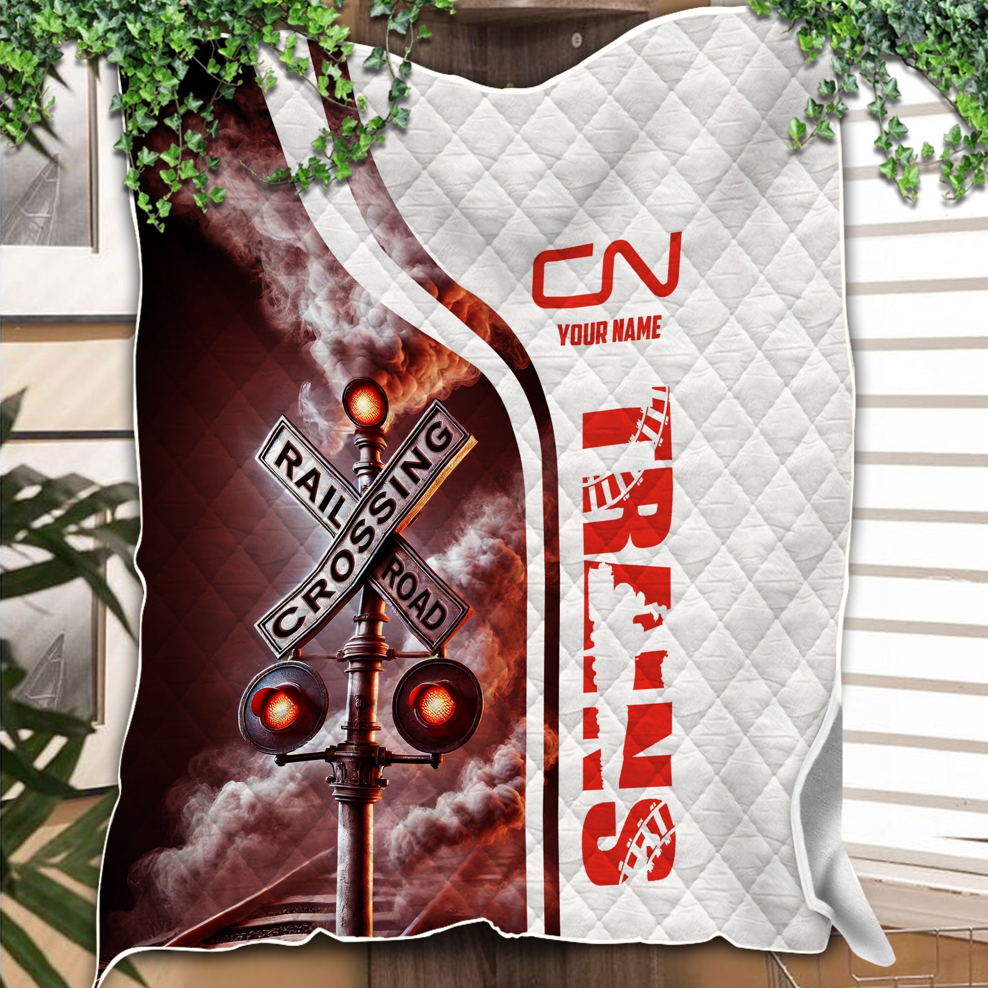 Railspirit Personalized Canadian National Railroad Premium Quilts Railroad Crossing Sign Quilts All Over Print