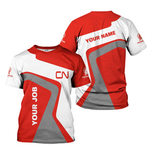 Railspirit Personalized Canadian National Railroad T-Shirt Unique Design with Custom Job Position Train Shirt