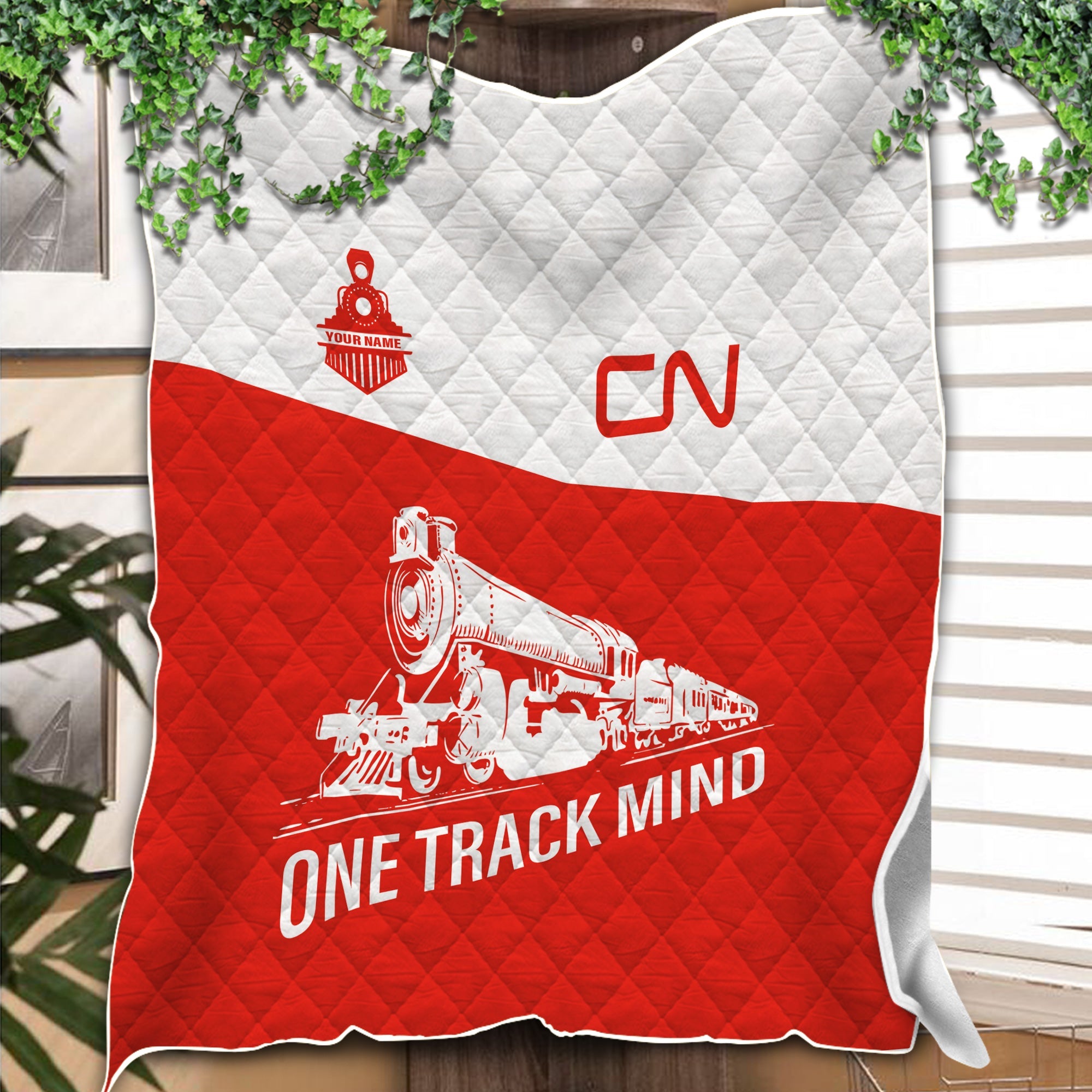 Railspirit Personalized Canadian National Railroad Premium Quilt One Track Mind Train Premium Quilt Gift Idea For Train Lover
