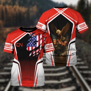 Railspirit Personalized Canadian National Railroad T Shirt American Eagle Vintage Train Shirt