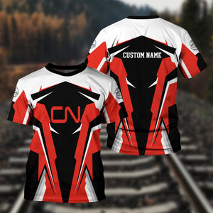 Railspirit Personalized Canadian National Railroad T Shirt Strong Line Style Train Unisex Shirt All Over Print