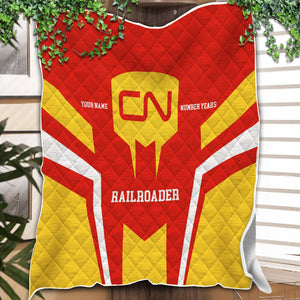Railspirit Personalized Canadian National Railroad Premium Quilts Custom Year Railroader Gift Idea For Train Lover