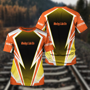 Railspirit Personalized Wheeling And Lake Erie Railroad T-Shirt Lightning Graphic Style Shirt Gift Idea For Train Lover