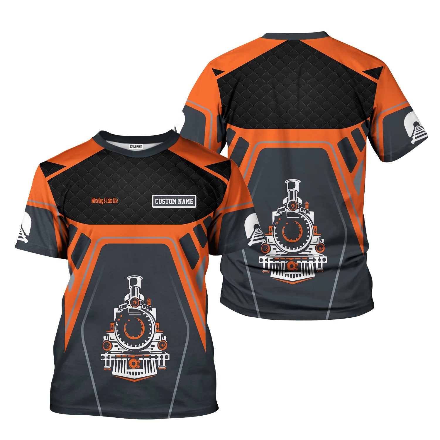 Railspirit Personalized Wheeling And Lake Erie Railroad T-Shirt Steam Locomotive Engine Graphic Train Shirt All Over Print