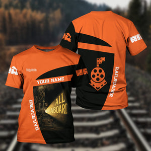 Railspirit Personalized Wheeling And Lake Erie Railroad T-Shirt All Aboard Steam Train Movie Projector Style Shirt