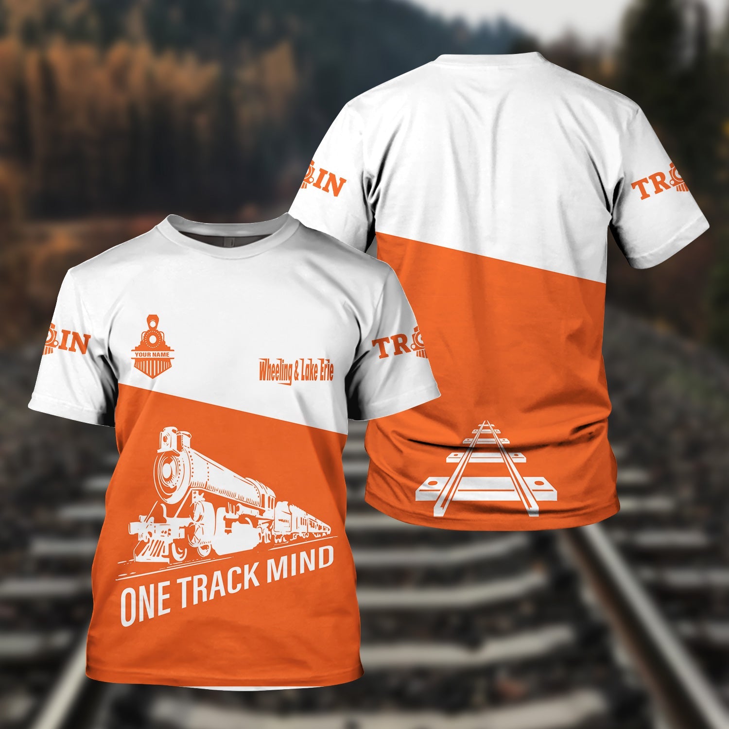 Railspirit Personalized Wheeling And Lake Erie Railroad T Shirt One Track Mind Unisex Train Shirt Gift Idea For Train Lover