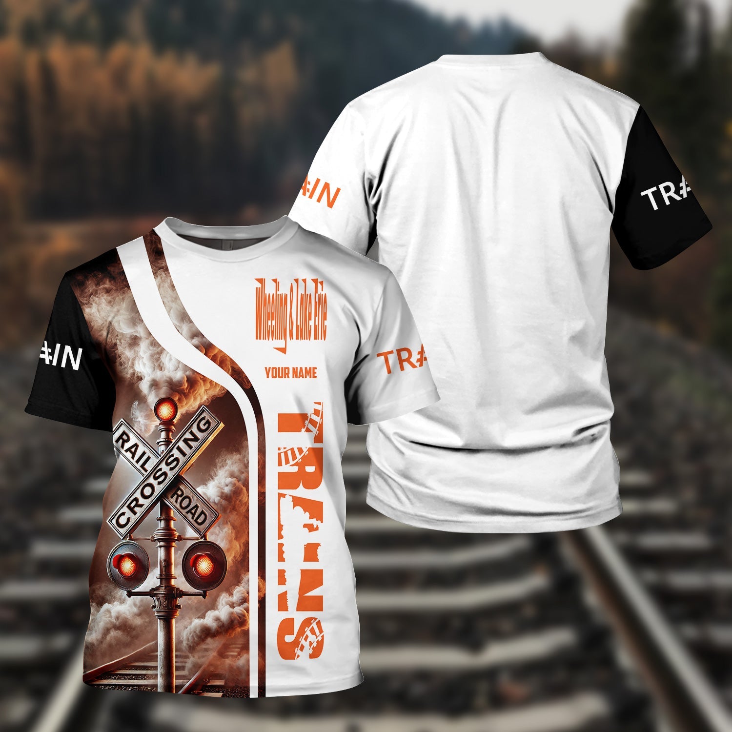 Railspirit Custom Name Wheeling And Lake Erie Railroad T Shirt Railroad Crossing Sign Train Shirt All Over Print