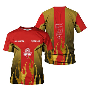 Railspirit Custom Name and Job Title Bangor And Aroostook Railroad T-Shirt Flame Graphic Train Shirt