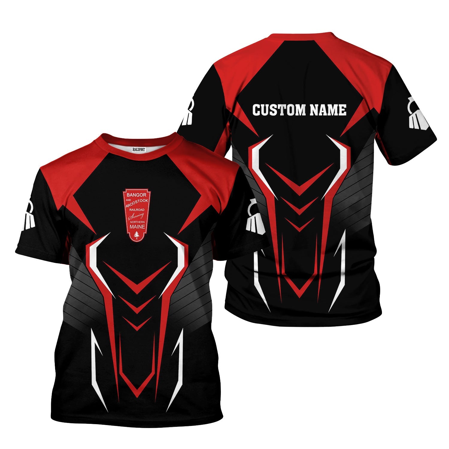 Railspirit Personalized Bangor And Aroostook Railroad T-Shirt Dynamic Design Style Perfect Shirt for Train Enthusiasts