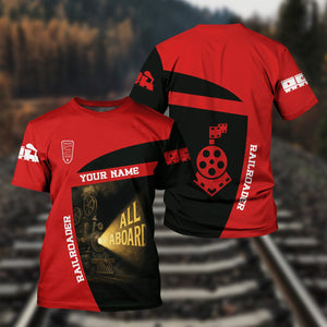 Railspirit Personalized Bangor And Aroostook Railroad T-Shirt All Aboard Steam Train Movie Projector Style Shirt