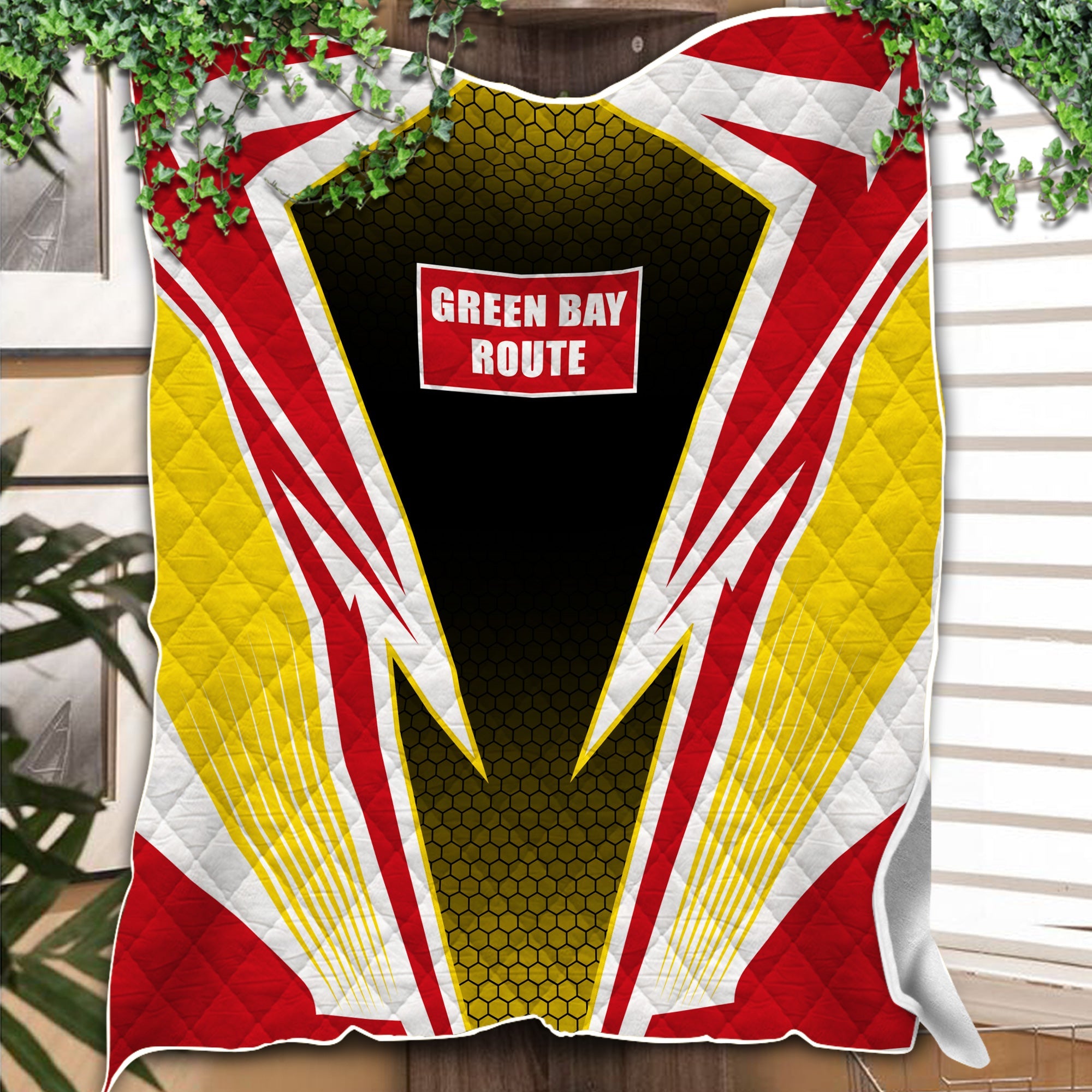 Railspirit Green Bay & Western Railroad Premium Quilts Lightning Graphic Style Premium Quilts Gift Idea For Train Lover