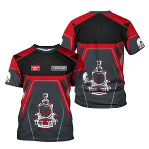 Railspirit Personalized Green Bay & Western Railroad T-Shirt Steam Locomotive Engine Graphic Train Shirt All Over Print