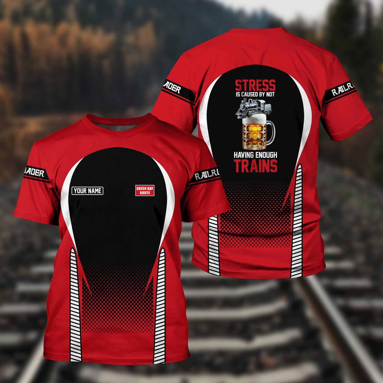 Railspirit Personalized Green Bay & Western Railroad T Shirt Stress Is Caused By Not Having Enough Trains Shirt All Over Print