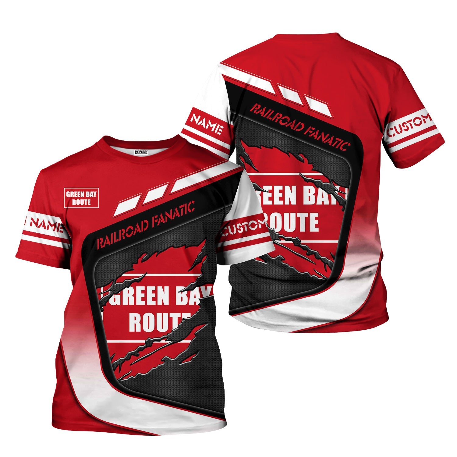 Railspirit Personalized Green Bay & Western Railroad T-Shirt Ripped Texture Style Train Shirt For Railroad Fanatic