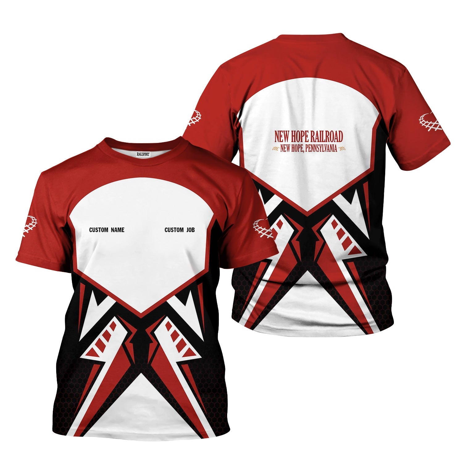 Railspirit Personalized New Hope Railroad T-Shirt Vibriant Style with Custom Position Train Shirt
