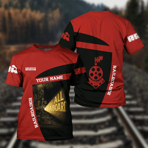 Railspirit Personalized New Hope Railroad T-Shirt All Aboard Steam Train Movie Projector Style Shirt