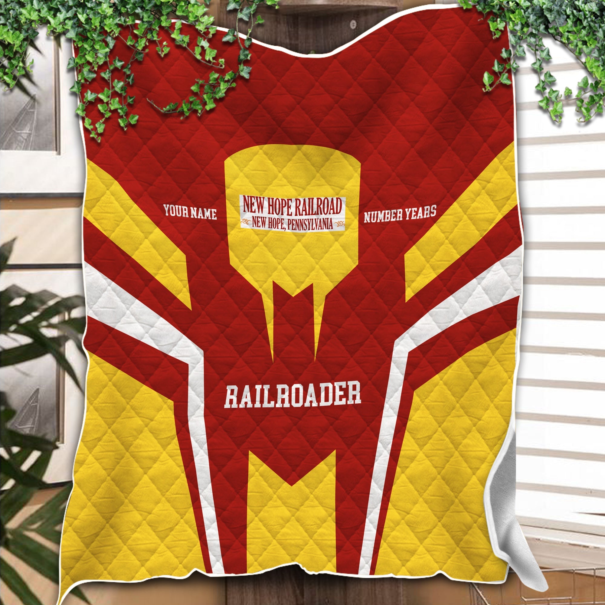 Railspirit Personalized New Hope Railroad Premium Quilts Custom Year Railroader Gift Idea For Train Lover