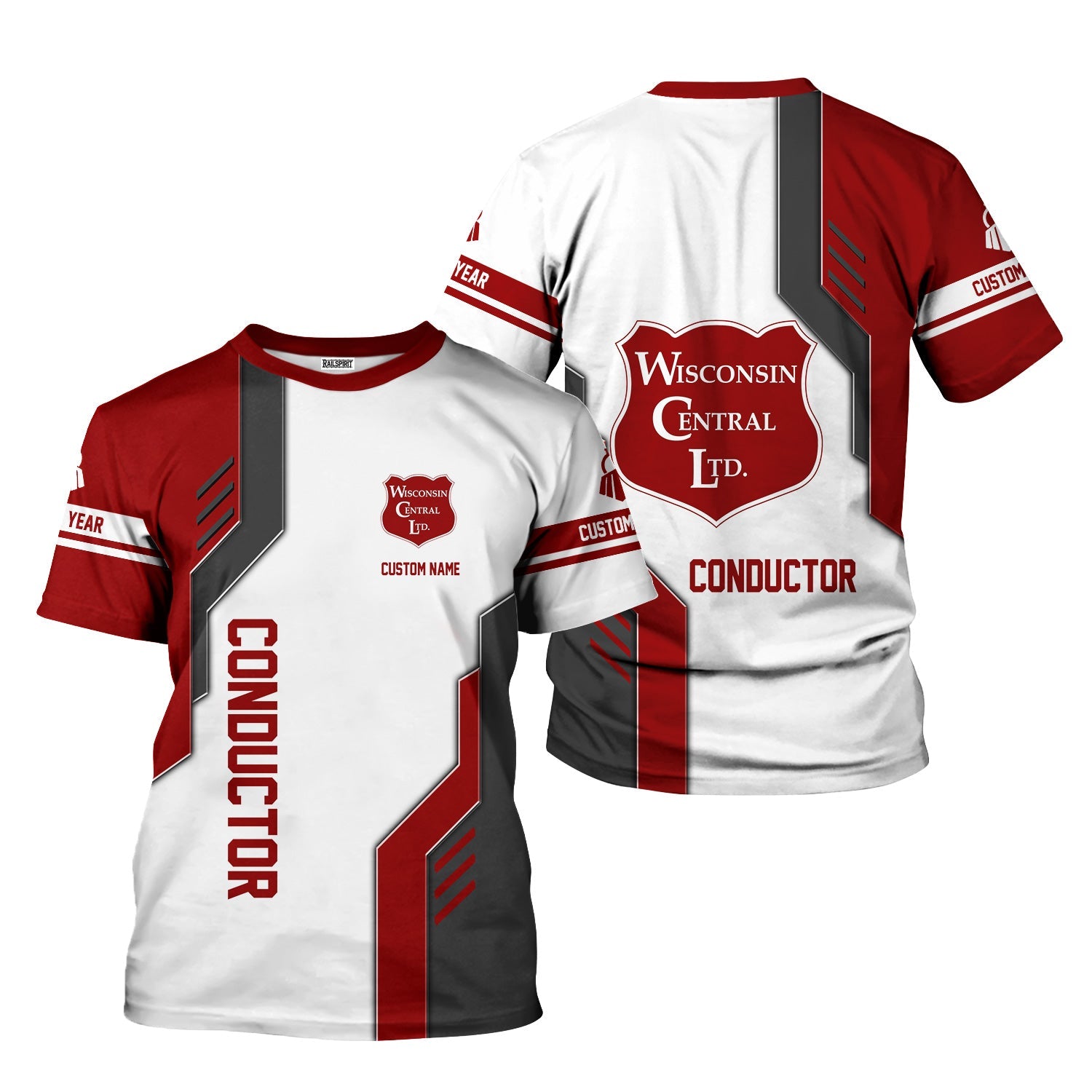 Railspirit Personalized Wisconsin Central Ltd Railroad T-Shirt Unique Railway Style with Custom Job Train Shirt