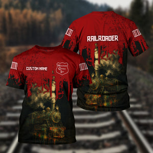 Railspirit Personalized Wisconsin Central Ltd Railroad T-Shirt Vintage Train Art Style Shirt For Locomotive Fans