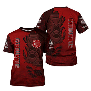 Railspirit Personalized Wisconsin Central Ltd Railroad T-Shirt Blazing Style with Custom Position Train Shirt