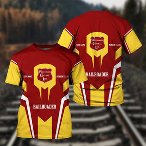 Railspirit Personalized Wisconsin Central Ltd Railroad T-Shirt Custom Year Railroader Shirt Gift Idea For Train Lover