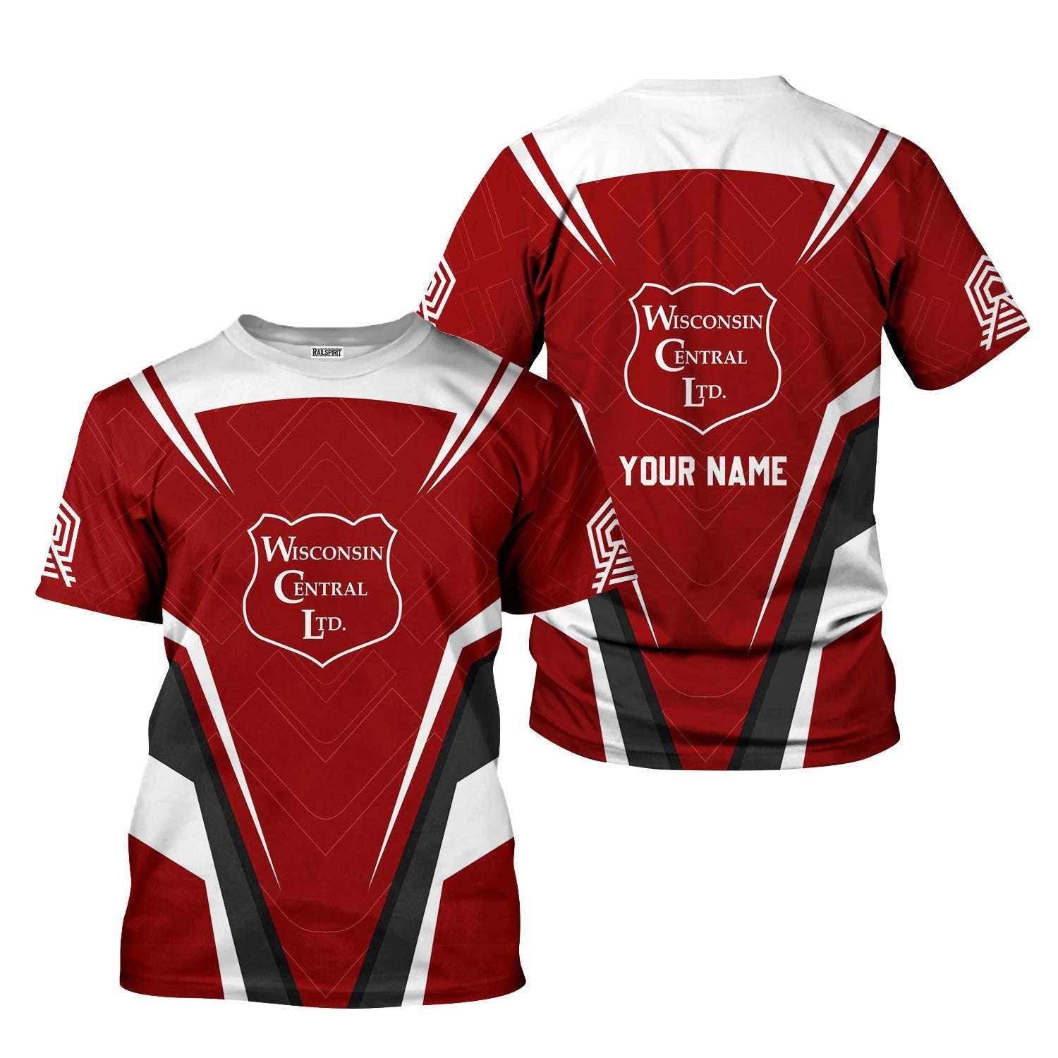 Railspirit Personalized Wisconsin Central Ltd Railroad T-Shirt Railway Inspired Apparel Train Shirt for Train Lovers