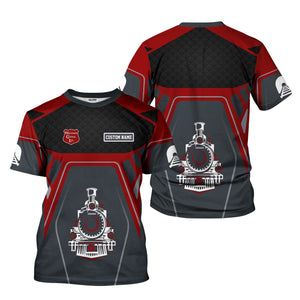 Railspirit Personalized Wisconsin Central Ltd Railroad T-Shirt Steam Locomotive Engine Graphic Train Shirt All Over Print