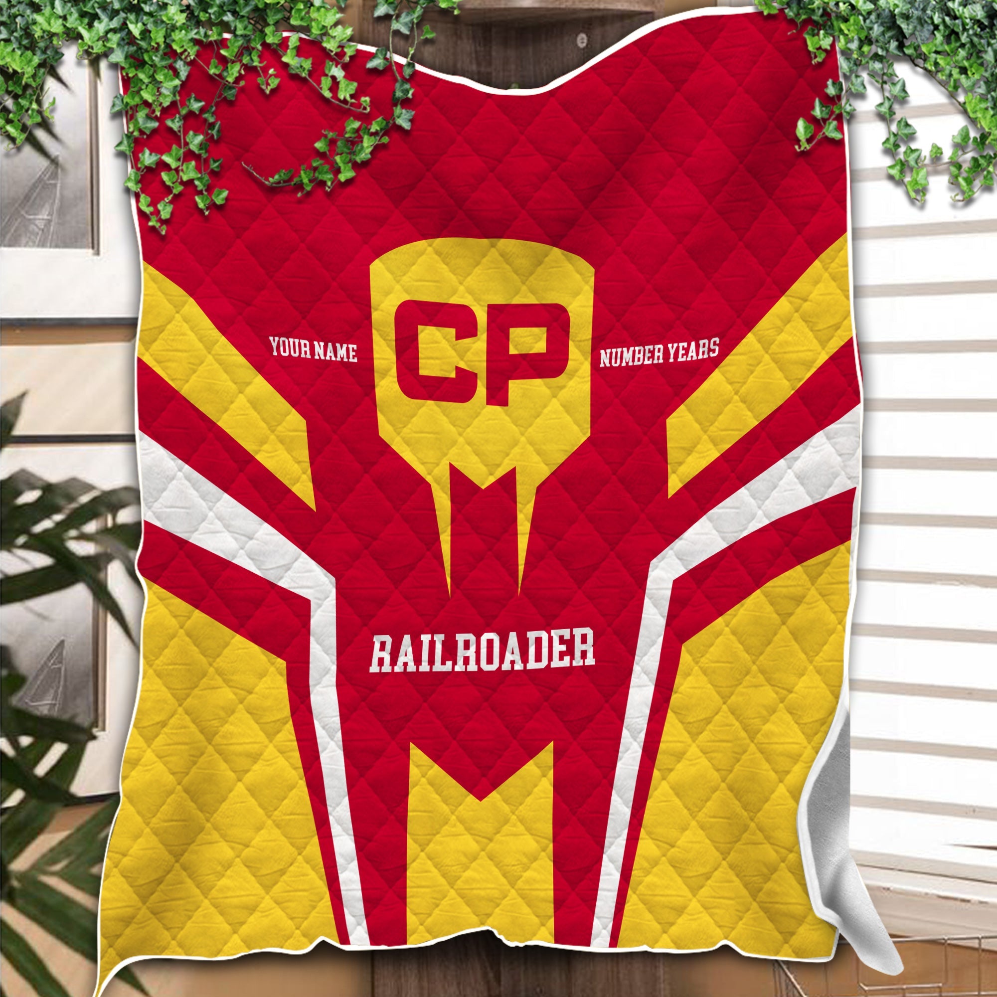 Railspirit Personalized Canadian Pacific Railroad Premium Quilts Custom Year Railroader Gift Idea For Train Lover