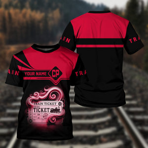 Railspirit Personalized Canadian Pacific Railroad T Shirt Train Ticket American Locomotive Printed Train