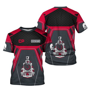 Railspirit Personalized Canadian Pacific Railroad T-Shirt Steam Locomotive Engine Graphic Train Shirt All Over Print