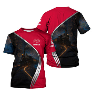 Railspirit Personalized Canadian Pacific Railroad T-Shirt Steampunk Locomotive with Custom Year Train Shirt