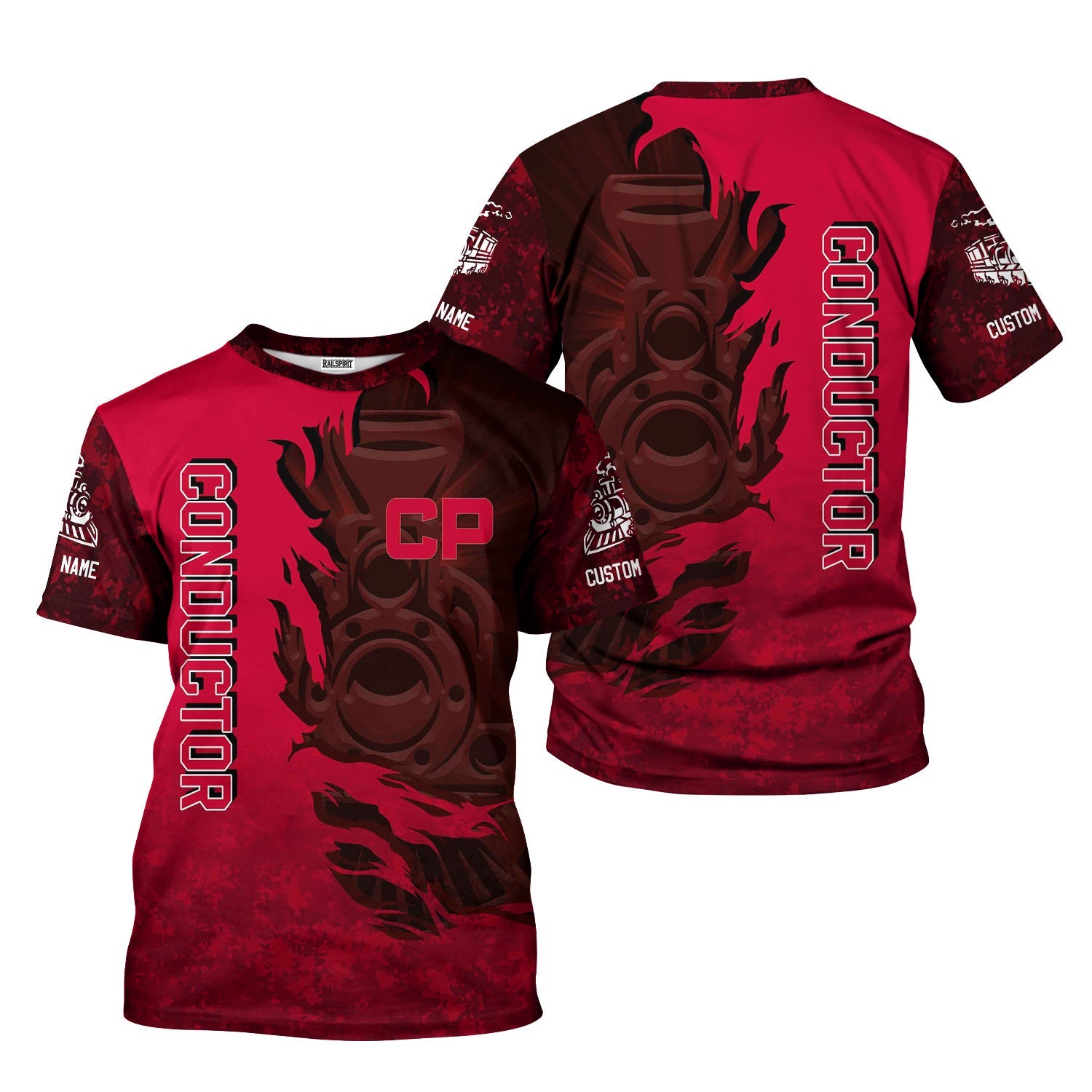 Railspirit Personalized Canadian Pacific Railroad T-Shirt Blazing Style with Custom Position Train Shirt