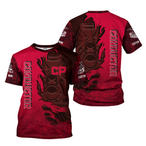 Railspirit Personalized Canadian Pacific Railroad T-Shirt Blazing Style with Custom Position Train Shirt