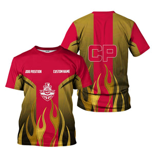 Railspirit Custom Name and Job Title Canadian Pacific Railroad T-Shirt Flame Graphic Train Shirt