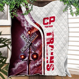 Railspirit Personalized Canadian Pacific Railroad Premium Quilts Railroad Crossing Sign Quilts All Over Print